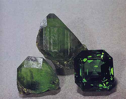 Peridot Rough and Cut photo image