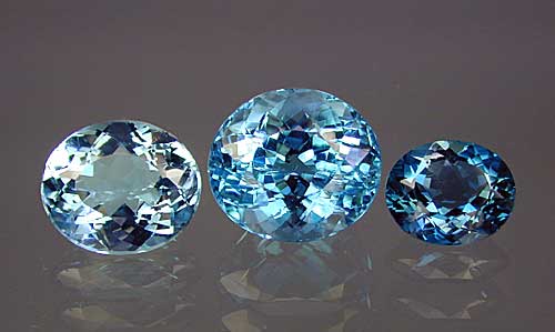 Three Examples of Treated Blue Topaz photo image