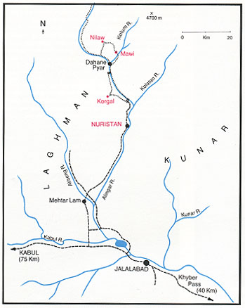 Map of Laghman-Kunar Pegmatite Mining District in Nuristan, Afghanistan