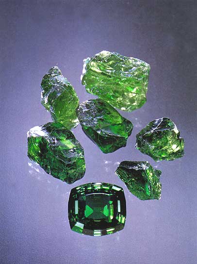 Tsavorite Harnet Rough and Cut photo image