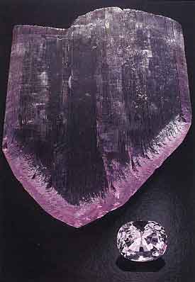 Kunzite Crystal and Faceted photo image