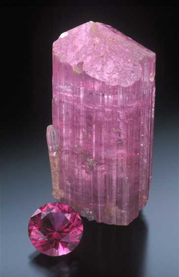 Tourmaline Rough and Cut photo image