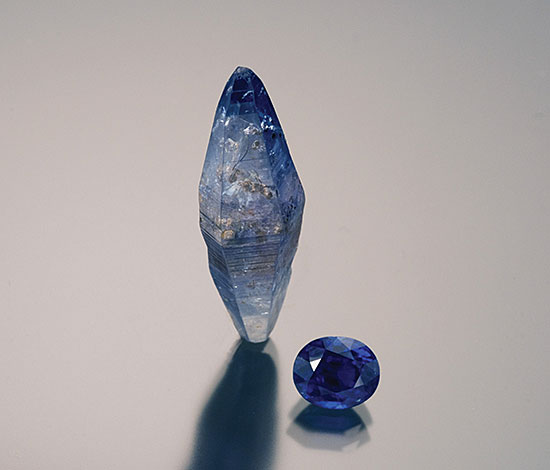 Rough and Cut Sapphire photo image