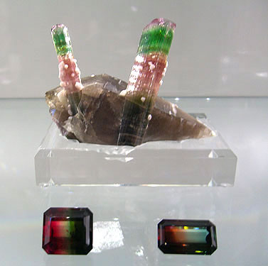 Tourmaline Specimen and Faceted photo image