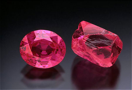 Ruby Rough and Cut photo image