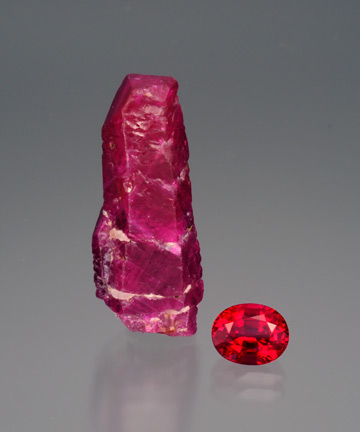 Ruby Rough and Cut photo image