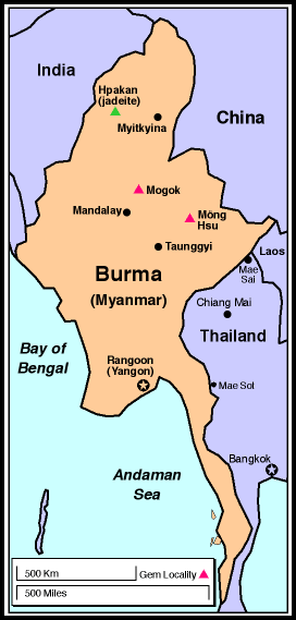 Burma ruby mines map