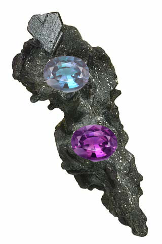Rough and Cut Alexandrite photo image