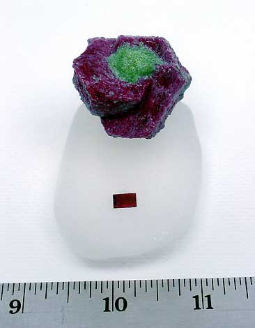 Small Faceted Longido Ruby and Large Ruby Crystal with Wttached Green Zoisite photo image